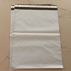 25 White Poly Mailers with Black Peel-and-Seal Strip size 14.5 x 25 inch